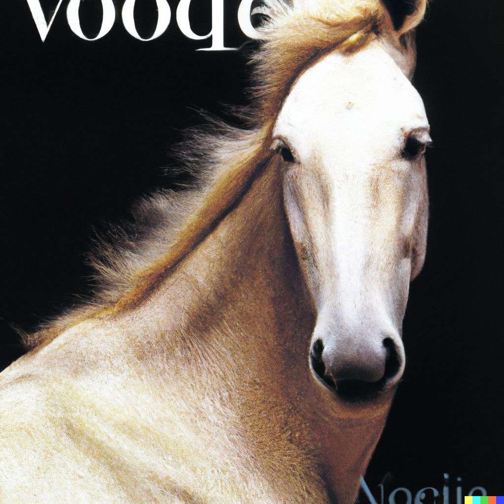a horse, front cover of Vogue, 2000